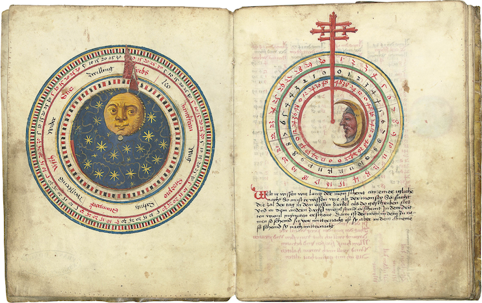 late medieval drawing of sun and moon